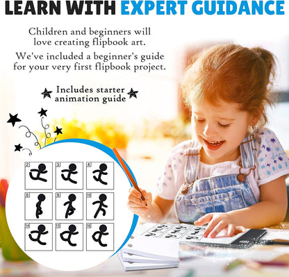 Flip Book Kit with LED Light Pad. Includes 240 Sheets Flip Book Paper with Screws for Drawing and Tracing. Animation Paper/Blank Flip Books for A5 Flipbook Kit for Kids 9-12 6-8. LED Light Box