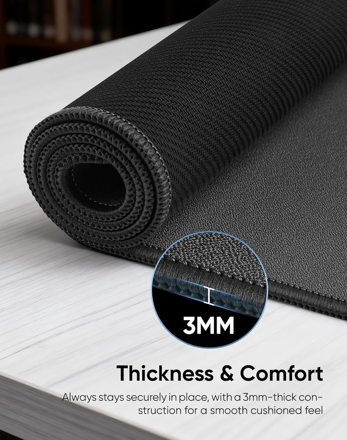 Reniteco Waterproof Large Gaming Mouse Pad with Durable Stitched Edges, Non-Slip Rubber Base, Grainy Jacquard Mouse Mat Desk Pad for Home Office Gaming, 31.5''x11.8''x0.12'', Matte Beige