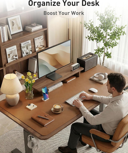 Aothia Non-Slip PU Leather Waterproof Laptop Desk Pad Protector, Blotter Mat, Writing and Mouse Pad for Office & Home, Beige, 23.6" x 13.7" - Colors B