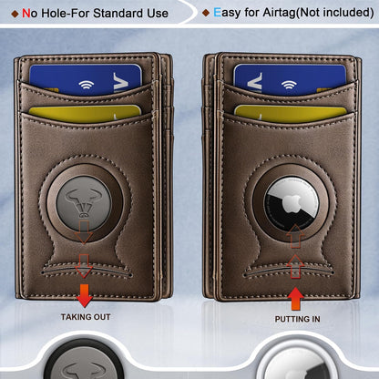 BULLIANT Men Airtag Wallet,Slim Wallet Money Clip Card Holder Magnetic Closure 12 Cards in Front Pocket RFID Blocking