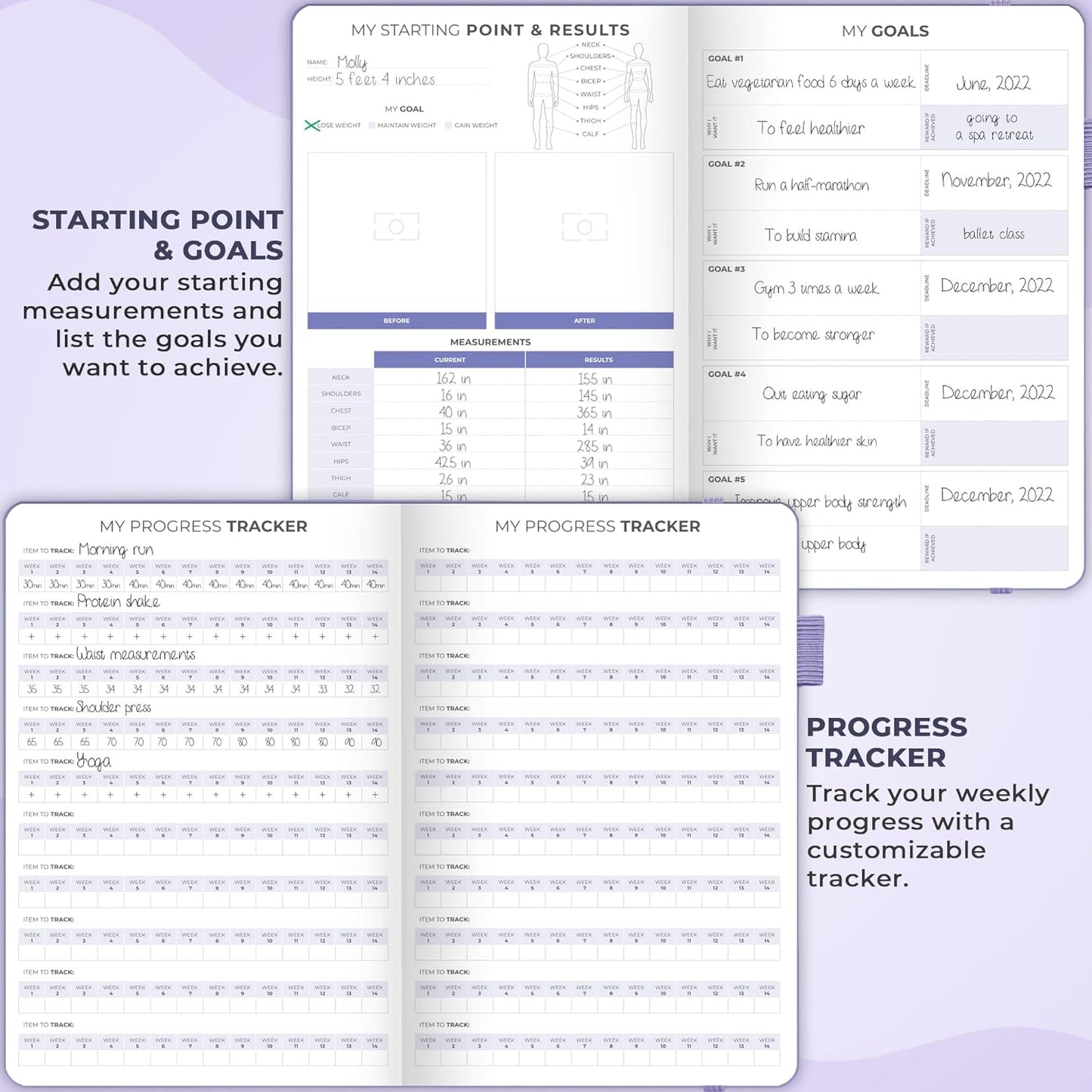 Clever Fox Fitness & Food Journal – Nutrition & Workout Planner for Women & Men – Diet & Gym Exercise Log Book with Calendars, Diet & Training Trackers - Undated, A5 Size, Hardcover (Forest Green)