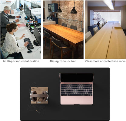 Cacoy 36" x 20" Leather Desk Mat for Home Office, Extra Large PU Leather Desk Pad Blotters, Waterproof Computer Keyboard Mat, Extended Gaming Mouse Pad, Desk Protector for Desktop and PC Laptop, Black