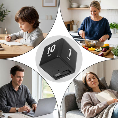 JOYIT Cube Timer 1 3 5 10 Minutes - Flip Countdown Visual Timer for Time Management, Kitchen, Workout, Study, Classroom, Office, Games