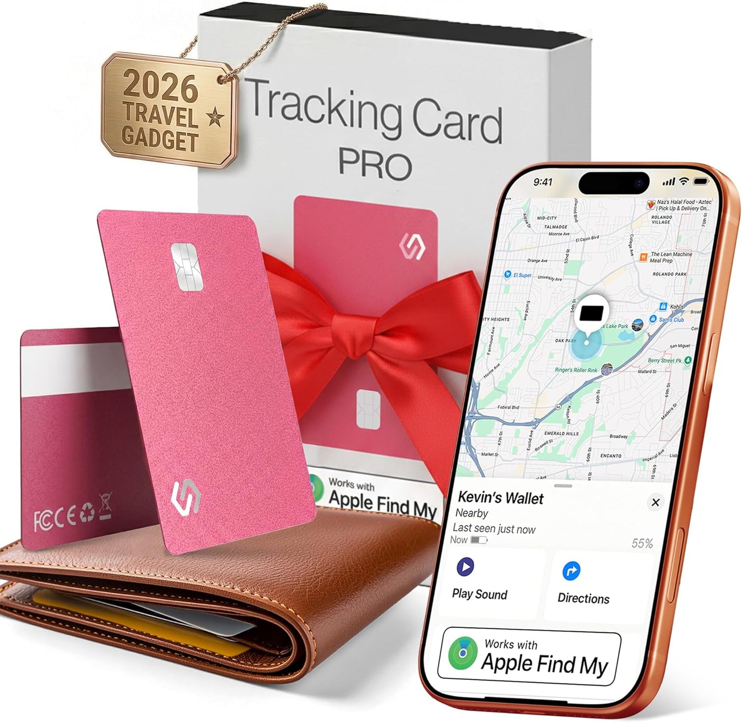 SPOTMINDERS Apple MFi Certified Wallet Tracker PRO for Travel Credit Card Design Works with Apple Find My IP68 Waterproof Rechargeable Tracking Card for Wallet Luggage Passport 0.07in Slim Item Finder