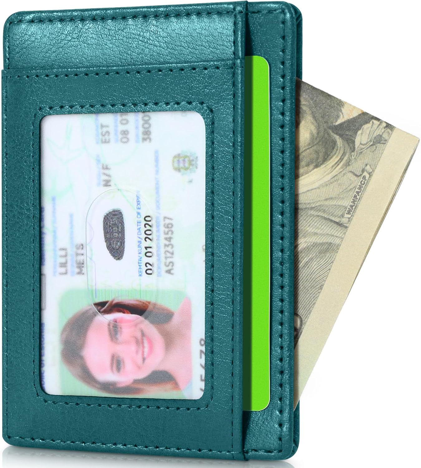 Travelambo Slim Wallet Front Pocket Minimalist Leather RFID Blocking Medium Size
