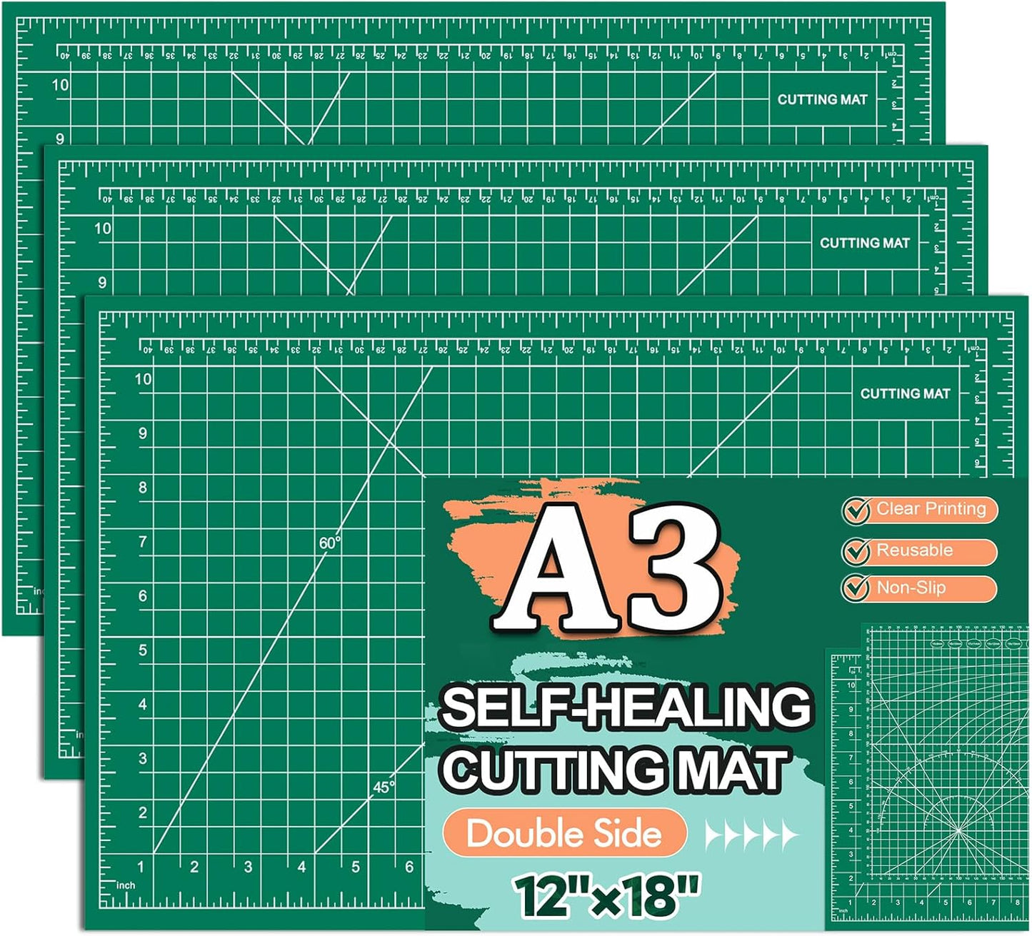 10 Pcs Self Healing Cutting Mat Bulk, 12"×18" Rotary Cutting Mats for Crafts, A3 Sewing Boards for Fabric Quilting Scrapbooking Precision Cutting Double Sided 5-Ply