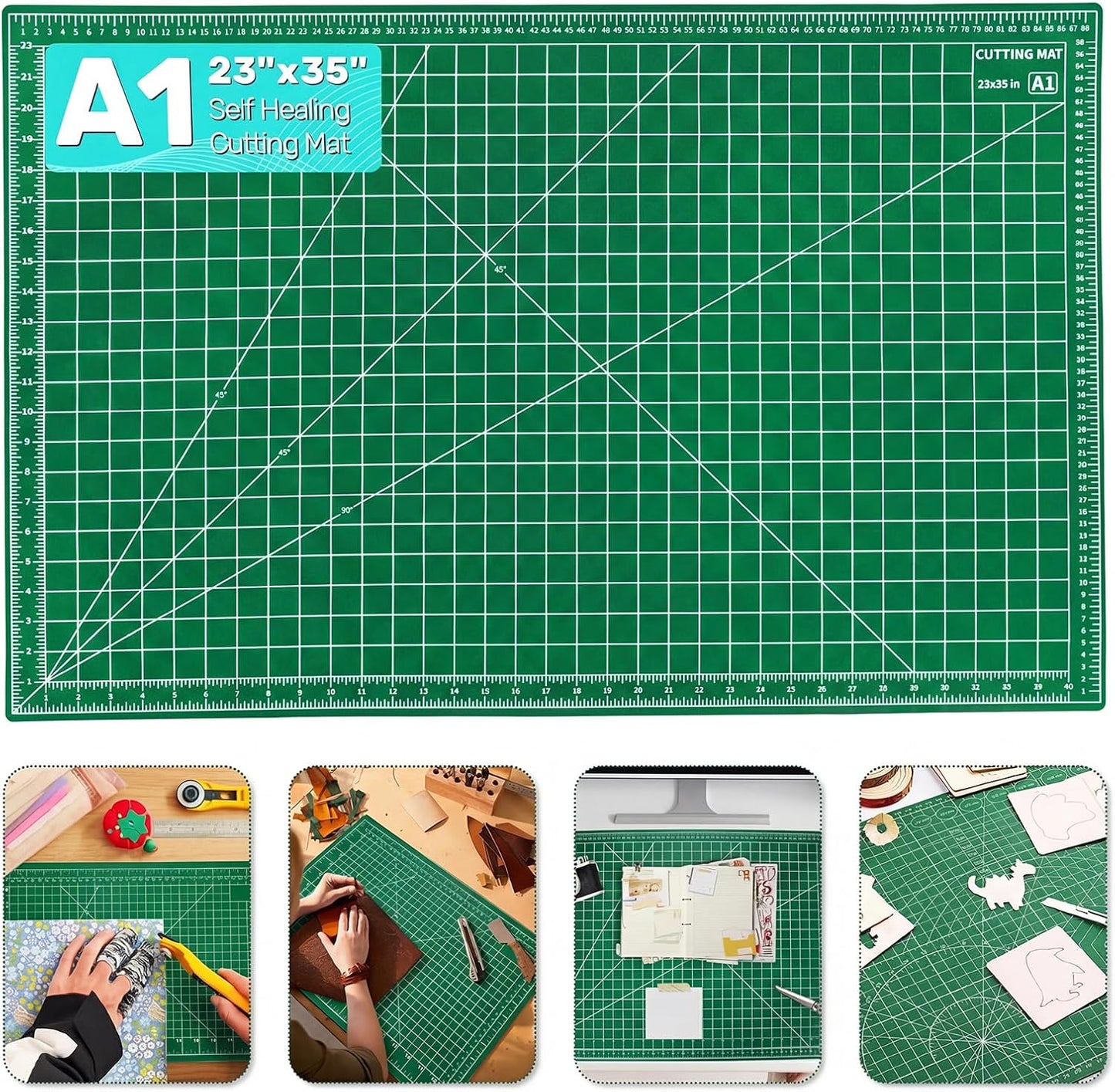 Self Healing Cutting Mat, 23" x 35", Double-Sided Rotary Cutting Mat for Sewing, Quilting, Scrapbooking, Fabric & Craft Cutting Board, (A1), Green