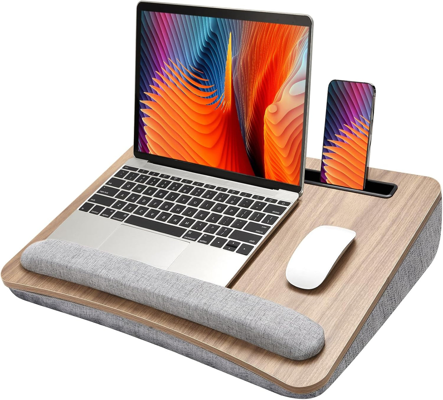HUANUO Laptop Lap Desk - Portable Lap Desk with Pillow Cushion, Fits up to 15.6 inch Laptop, with Anti-Slip Strip & Storage Function for Home Office Students Use as Computer Laptop Stand, Book Tablet