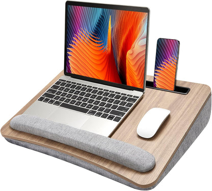 HUANUO Laptop Lap Desk - Portable Lap Desk with Pillow Cushion, Fits up to 15.6 inch Laptop, with Anti-Slip Strip & Storage Function for Home Office Students Use as Computer Laptop Stand, Book Tablet