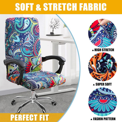 Smiry Stretch Printed Office Chair Armrest Covers, 2 Pcs Soft Fit Removable Washable Computer Desk Chair Arm Covers Protector, Black