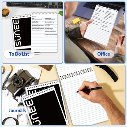 SUNEE 2 Pack Steno Pads 6x9, Gregg Rule, 60 Sheets, Spiral Notebook 6x9, White Paper, Take Notes with Top Spiral Notebook, for School, University, College, Work, Office, Yellow