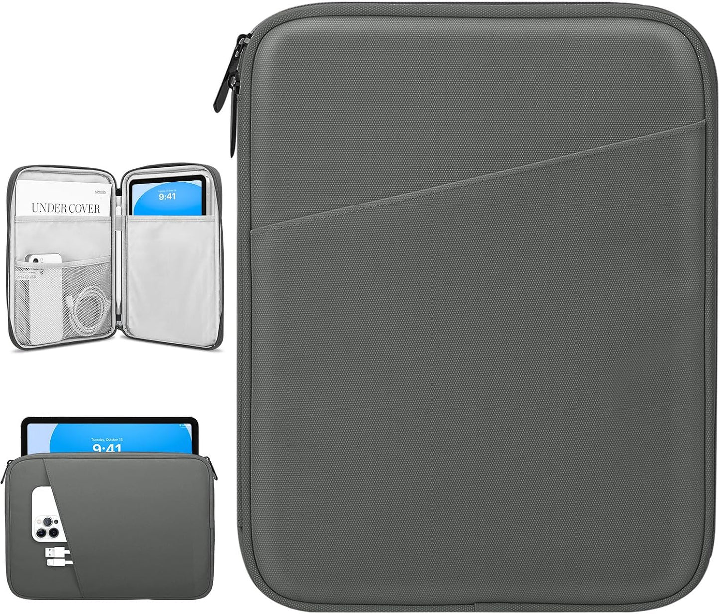 Dadanism 9-11" Tablet Sleeve Bag Carrying Case for iPad (A16) 11th Gen 11", iPad 10th Gen 10.9" Air 5/4, iPad Air M4/Pro 11", iPad 9/8/7th, Galaxy Tab A11+ Plus 11", Remarkable 2 10.3", Black