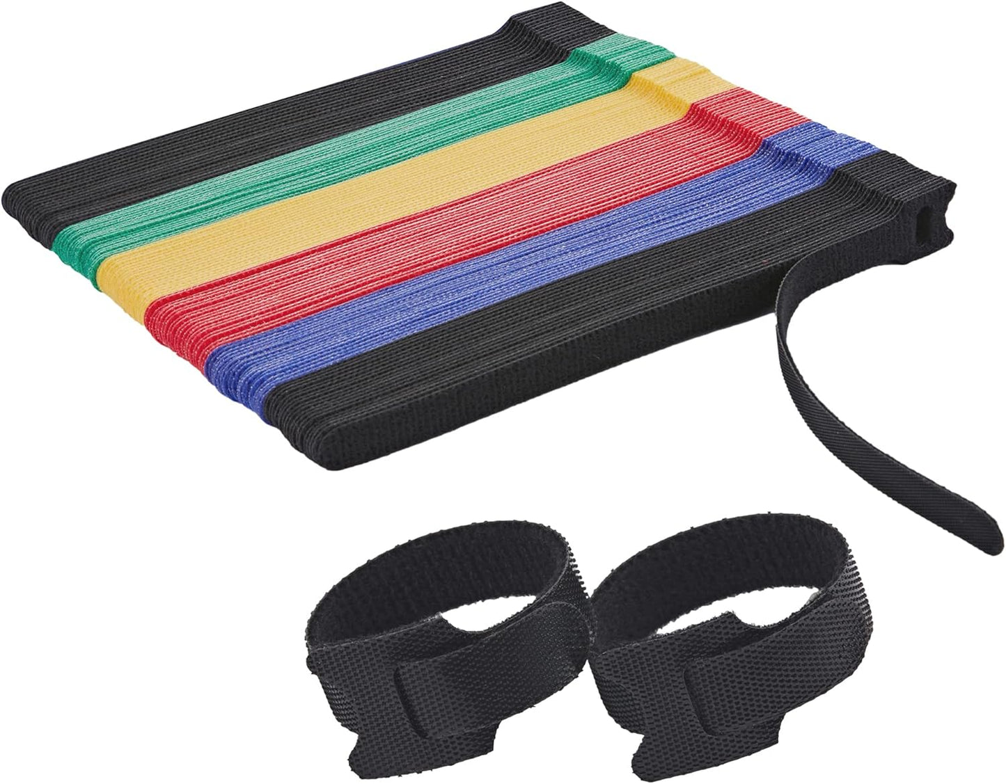 12 Inch Multi-Colour Cable Ties 50 PCS Reusable Fastening Cable Straps Adjustable Hook & Loop Organizer Straps Cords Management for Home, Office and Data Centers