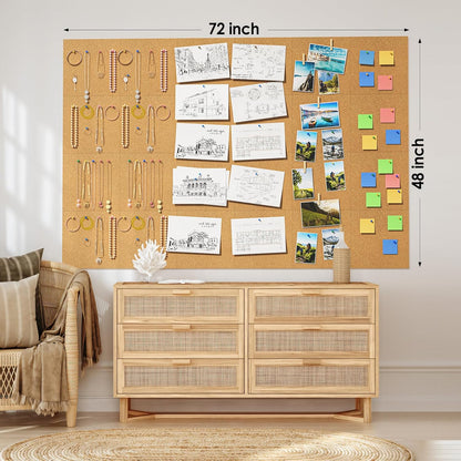 MaxGear Large Cork Board for Wall 36" x 24", 6 Pack Cork Board Tiles with 20 Pushpins & Safe Removable Adhesive Tabs, 12" x 12" Corkboards for Office, School & Home