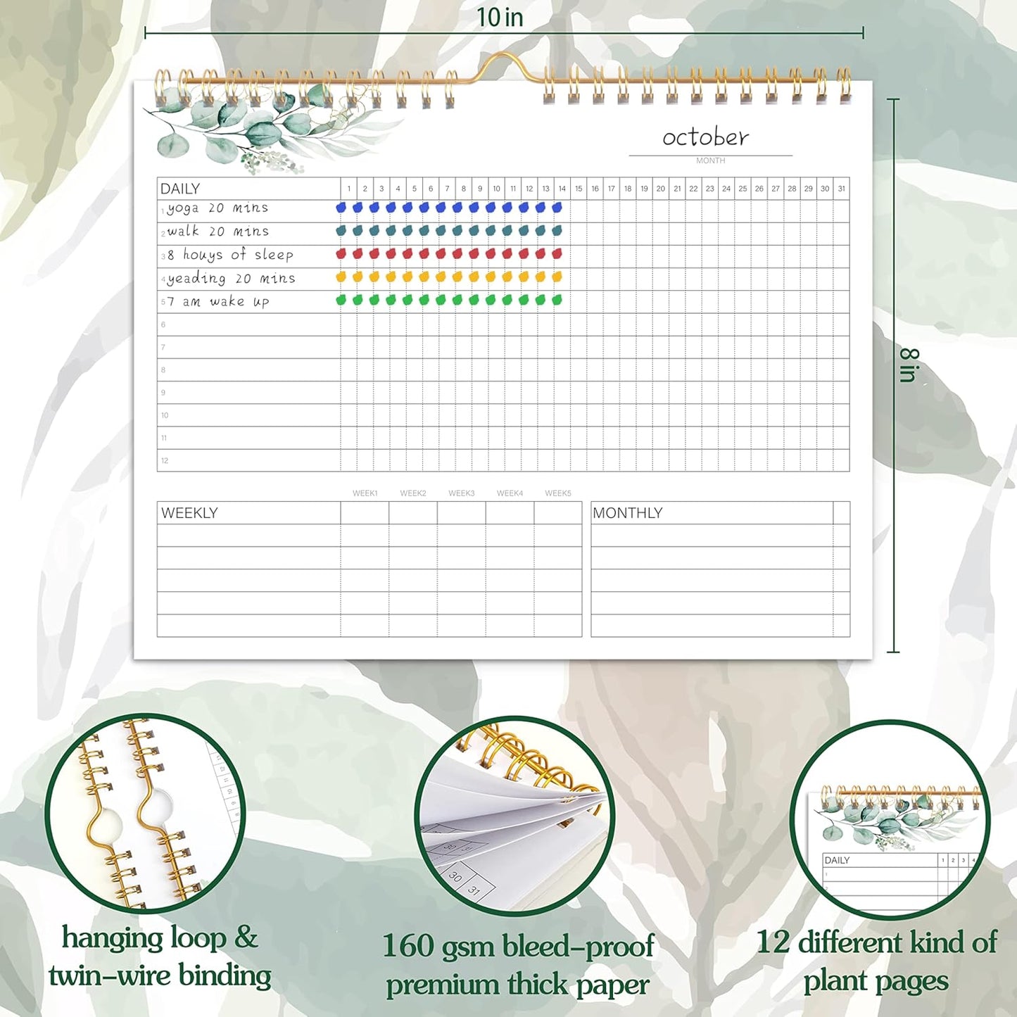 Habit Tracker Calendar- 12 Months Undated Daily, Weekly & Monthly Habit Tracker Journal, Writable Habits Track Calendar for Goal Setting, Boost Productivity, Workout Motivation & Self Care Tool