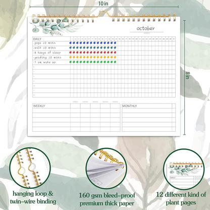 Habit Tracker Calendar- 12 Months Undated Daily, Weekly & Monthly Habit Tracker Journal, Writable Habits Track Calendar for Goal Setting, Boost Productivity, Workout Motivation & Self Care Tool