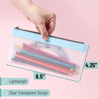Mr. Pen- Clear Pencil Pouch, 8.50"x4.25", 3 Pack, Durable TPU Material, Medium Water-Resistant Pencil Bags with Smooth Zipper, Multipurpose Clear Pouch for Stationery, School, Office, Travel Supplies