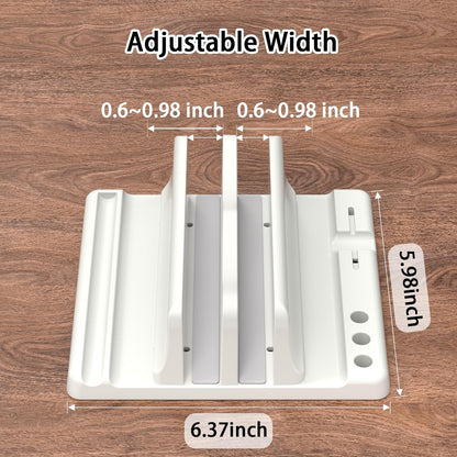 Vertical Laptop Stand Holder - Adjustable ABS Plastic Laptop Holder Vertical, Space-Saving 4 in 1 Compatible with All MacBook Pro Air, Mac, HP, Dell, Microsoft Surface (Black)
