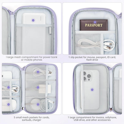 Skycase Tech Pouch - Lightweight Electronics Organizer Travel Case - Double Layers Cable Organizer - All-in-One Storage Bag for Charger, Cord, Phone, Flash Drive, Essentials - XL