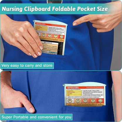 Clipboard Foldable Without Edition Cheat Sheets Aluminum 3 Layers Foldable Clipboards Pocket Size Profile Clip Clipboards Notepad for Students, Nurses,Contractor Trucker Driver