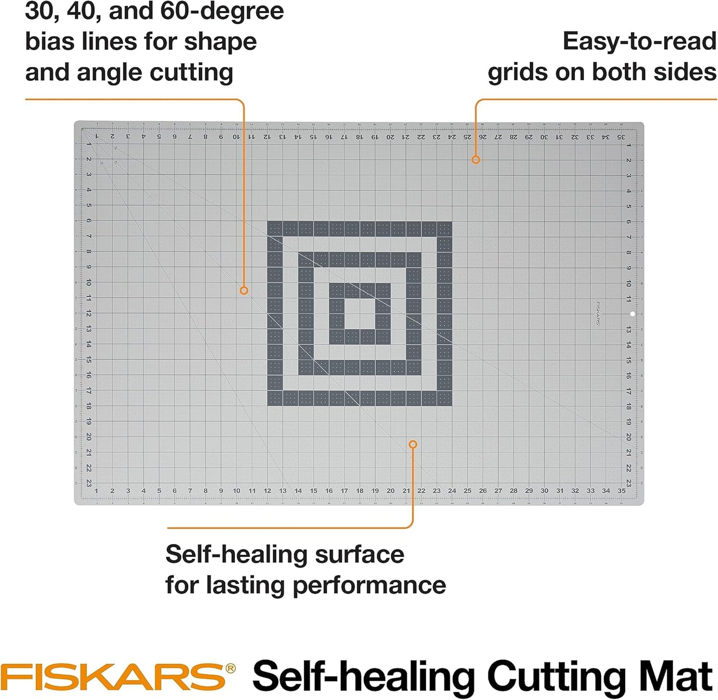 Fiskars Self Healing Cutting Mat for Quilting, Arts and Crafts, 24" x 36" Grid, Sewing Mat, Craft Cutting Board, Sewing Supplies and Quilting Tools (Pack of 3)