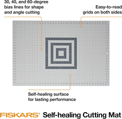 Fiskars Self Healing Cutting Mat for Quilting, Arts and Crafts, 24" x 36" Grid, Sewing Mat, Craft Cutting Board, Sewing Supplies and Quilting Tools (Pack of 3)