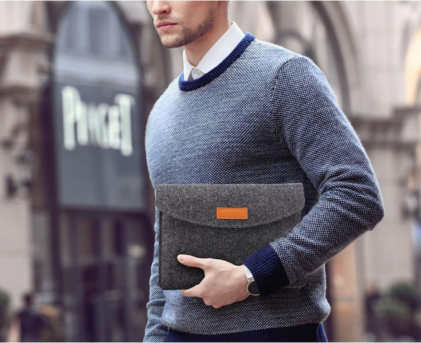 MoKo 9-11 Inch Felt Tablet Sleeve Bag Carrying Case Fits with New 11-inch iPad Air M2, New 11-inch iPad Pro M4, iPad 10th Gen 10.9, iPad 9/8/7th 10.2, iPad Air 5/4th 10.9, iPad 9.7 - Dark Gray