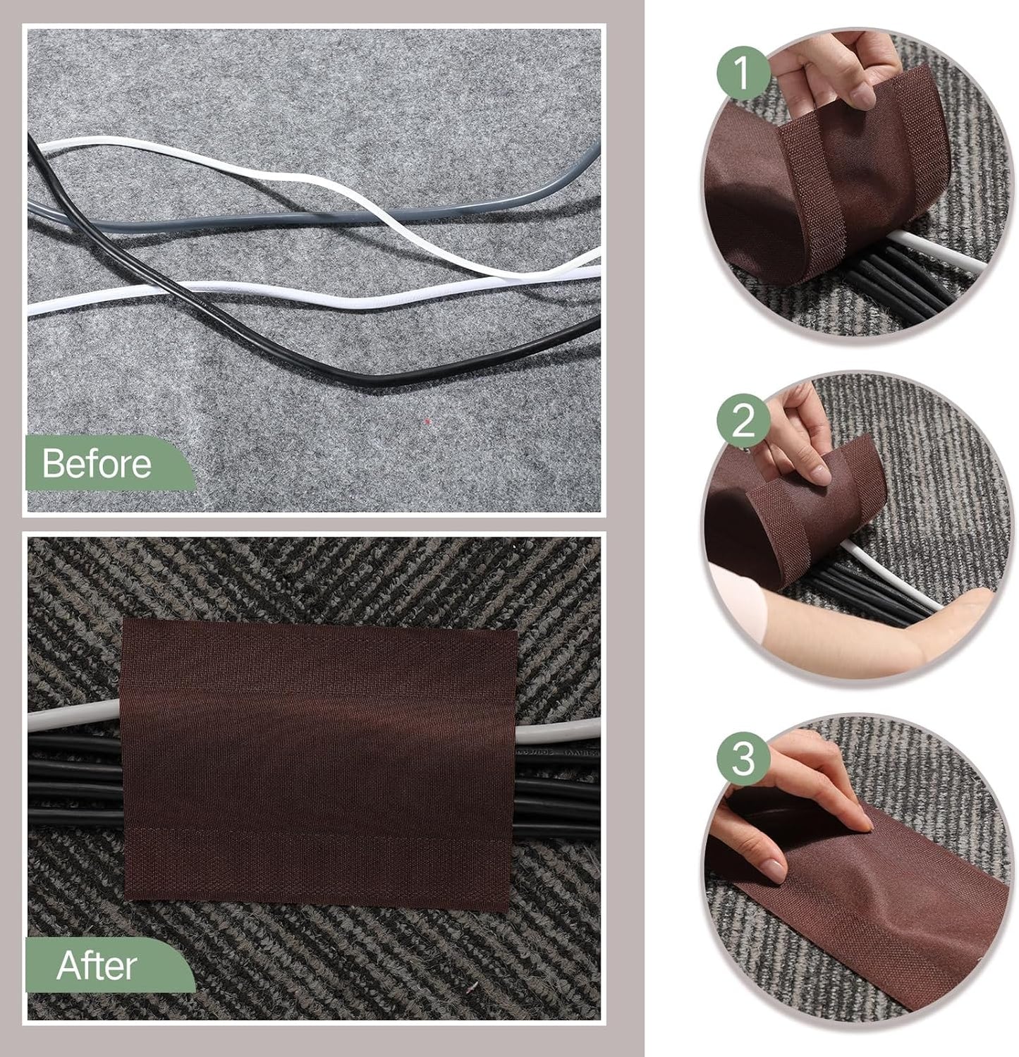 WILLBOND Carpet Cord Cover Cable Protector Floor Cover Cable Protector Management Only for Commercial Office Carpet(19.69 ft,Black)