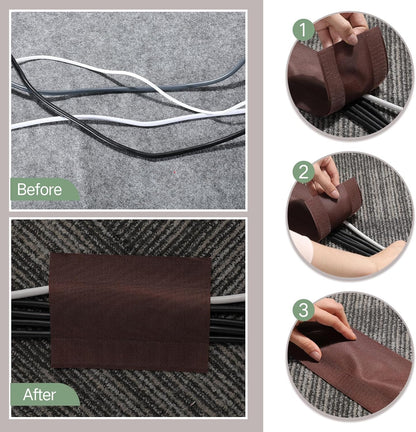 WILLBOND Carpet Cord Cover Cable Protector Floor Cover Cable Protector Management Only for Commercial Office Carpet(19.69 ft,Black)