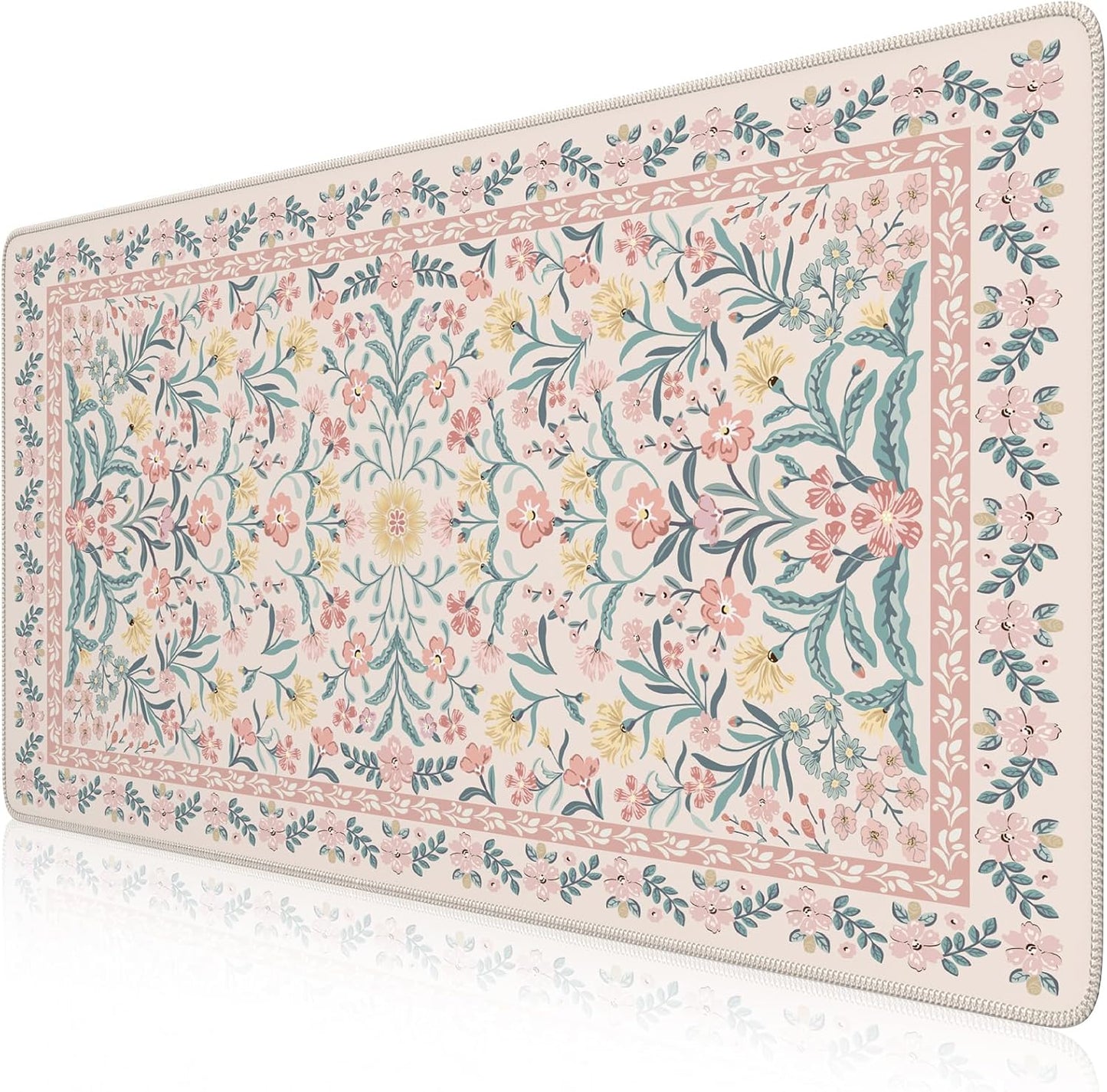 iCasso Desk Mat for Keyboard and Mouse, Large Mouse Pad, Desk Pad Mat, Anti-Slip Big Mousepad with Stitched Edges for Computer Desktop(Deep Green)