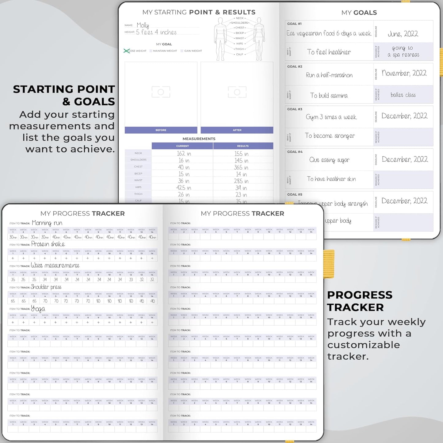 Clever Fox Fitness & Food Journal – Nutrition & Workout Planner for Women & Men – Diet & Gym Exercise Log Book with Calendars, Diet & Training Trackers - Undated, A5 Size, Hardcover (Forest Green)