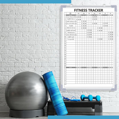 Lincia 16 x 12 Inch Fitness Tracker Whiteboard Workout Calendar for Home Gym Dry Erase Planner Hanging Removable to Do List for Wall Whiteboard with Aluminum Frame for Gym Program(Style A)