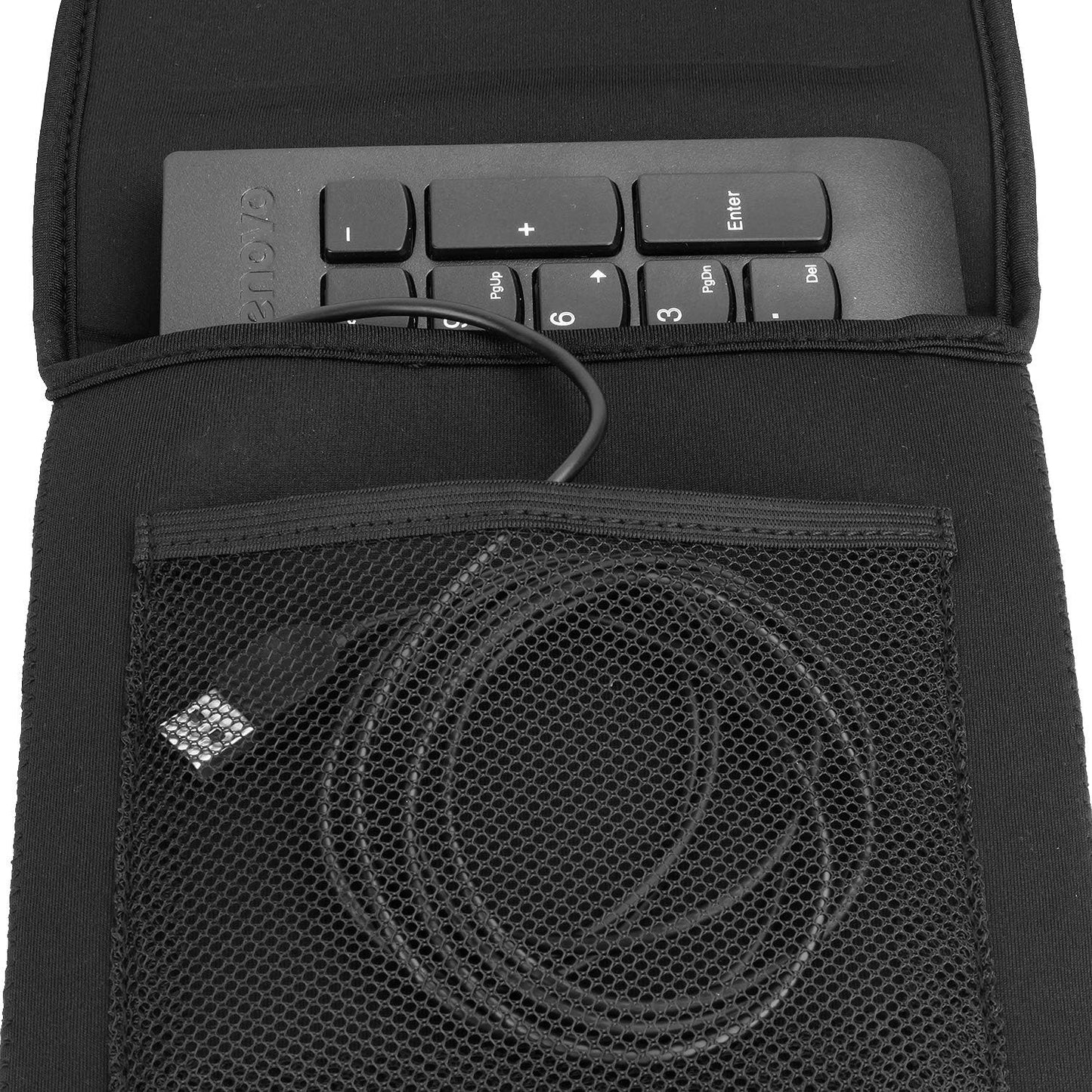 Keyboard Neoprene Sleeve Case(up to 18 Inches), with Wireless Mouse Storage & Cable and Charger Pouch (Black)