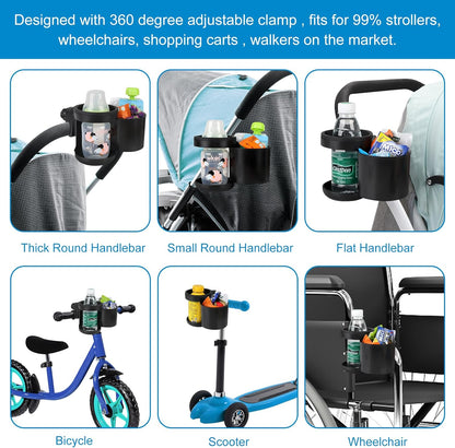 Accmor Stroller Cup Holder, Universal Cup Holder for Uppababy Nuna Doona Strollers, Bottle Drinks Holder for Wheelchair, Walker, Bike, Scooter