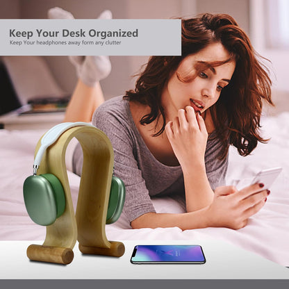 SAMDI Wood Headphone Stand, Headphone Holder Wood Headset Stand Compatible for Sony, Bose, Shure, Jabra, JBL, AKG Gaming Headphones Display et. (Walnut)