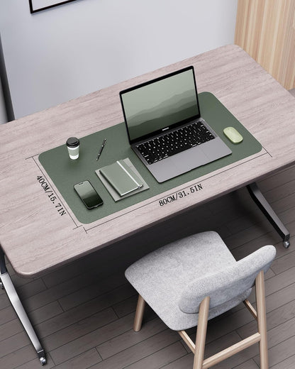 YSAGi Double-Sided Desk Pad, 31.5"x15.7"Leather Desk Mat, Eco Cork Desk Pad Protector,Large Mouse Pad,Waterproof Desk Blotter for Office/Home(Coffee)