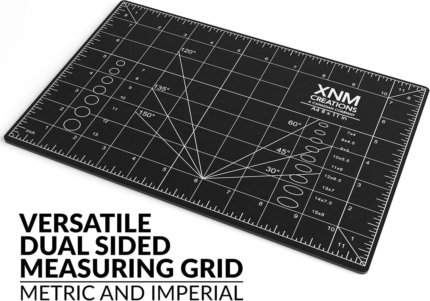 XNM Premium Self Healing Cutting Mat - 18 Inches by 24 inches - A2, 3 Layer Quality PVC Construction - Dual Sided, Imperial and Metric Grid Lines - Perfect for Cutting, Sewing, and Crafts
