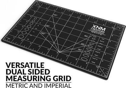 XNM Premium Self Healing Cutting Mat - 18 Inches by 24 inches - A2, 3 Layer Quality PVC Construction - Dual Sided, Imperial and Metric Grid Lines - Perfect for Cutting, Sewing, and Crafts