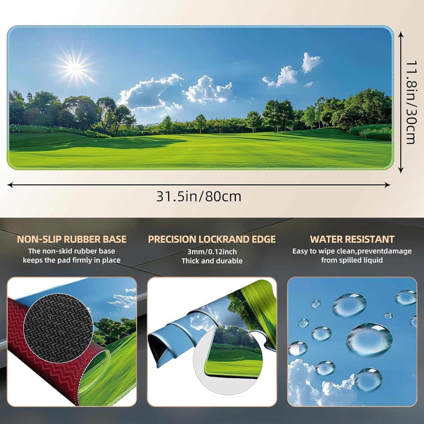 Galdas Mouse Pad For Gaming,Forest Background Pattern XXL XL Large Mouse Mat Long Extended MousePad Desk Mat Non-Slip Rubber Mice Pads Stitched Edges Thin (31.5 x 11.8 x 0.12 Inches) Tree