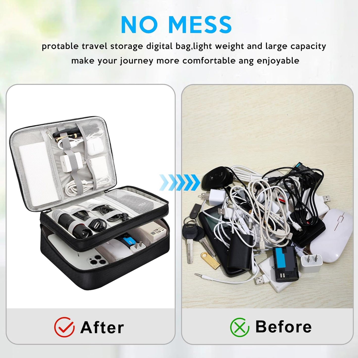CILLA Electronics Organizer Travel, Travel Cord Organizer Case, Compact Electronics Accessories Bag for Cable, Cord, Charger, Phone