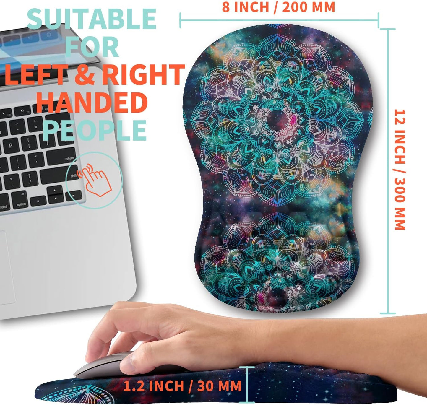 Ergonomic Mouse Pad Wrist Support with Memory Foam Massage Bulge, Carpal Tunnel Pain Relief Mousepad Wrist Rest for Mouse(12x8 inch, Silver Gray Light Purple)