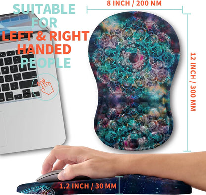 Ergonomic Mouse Pad Wrist Support with Memory Foam Massage Bulge, Carpal Tunnel Pain Relief Mousepad Wrist Rest for Mouse(12x8 inch, Silver Gray Light Purple)