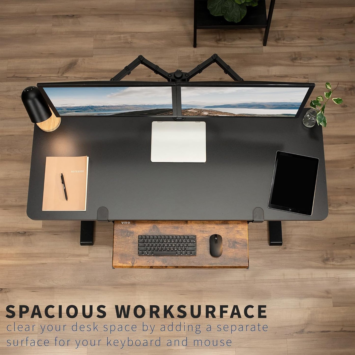 VIVO Large Keyboard Tray Under Desk Pull Out with Extra Sturdy C Clamp Mount System, 27 (33 Including Clamps) x 11 Inch Slide-Out Platform Computer Drawer for Typing, Black, MOUNT-KB05E