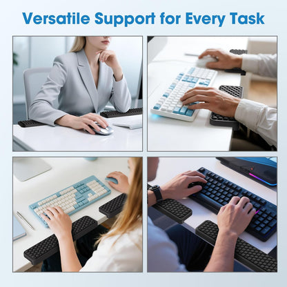MEKASS L-Shaped Desk Wrist Rest Elbow, Forearm & Wrist Comfort Support for Table or Desk Edge, Non-Slip, Memory Foam Padding 2-Piece Set (Oval Black