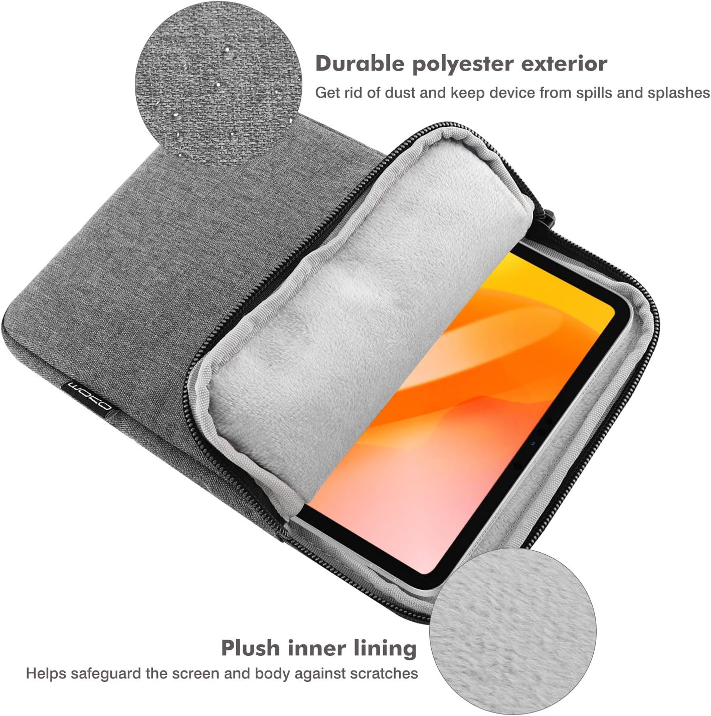 MoKo 7-8 Inch Tablet Sleeve Bag, Polyester Pouch Cover Case Fits iPad mini (A17 Pro) 8.3" 2024, iPad mini 6/5/4/3/2/1, Samsung Galaxy Tab S2 8.0, Tab A 8.0, ZenPad Z8s 7.9,Black