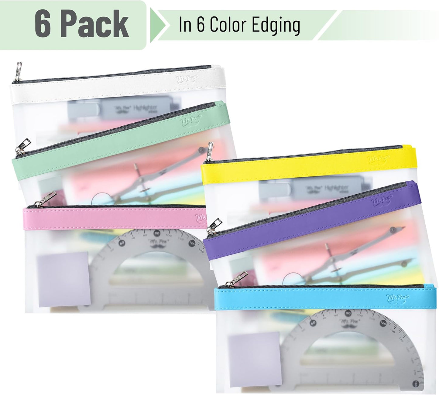 Mr. Pen- Clear Pencil Pouch, 8.50"x4.25", 3 Pack, Durable TPU Material, Medium Water-Resistant Pencil Bags with Smooth Zipper, Multipurpose Clear Pouch for Stationery, School, Office, Travel Supplies