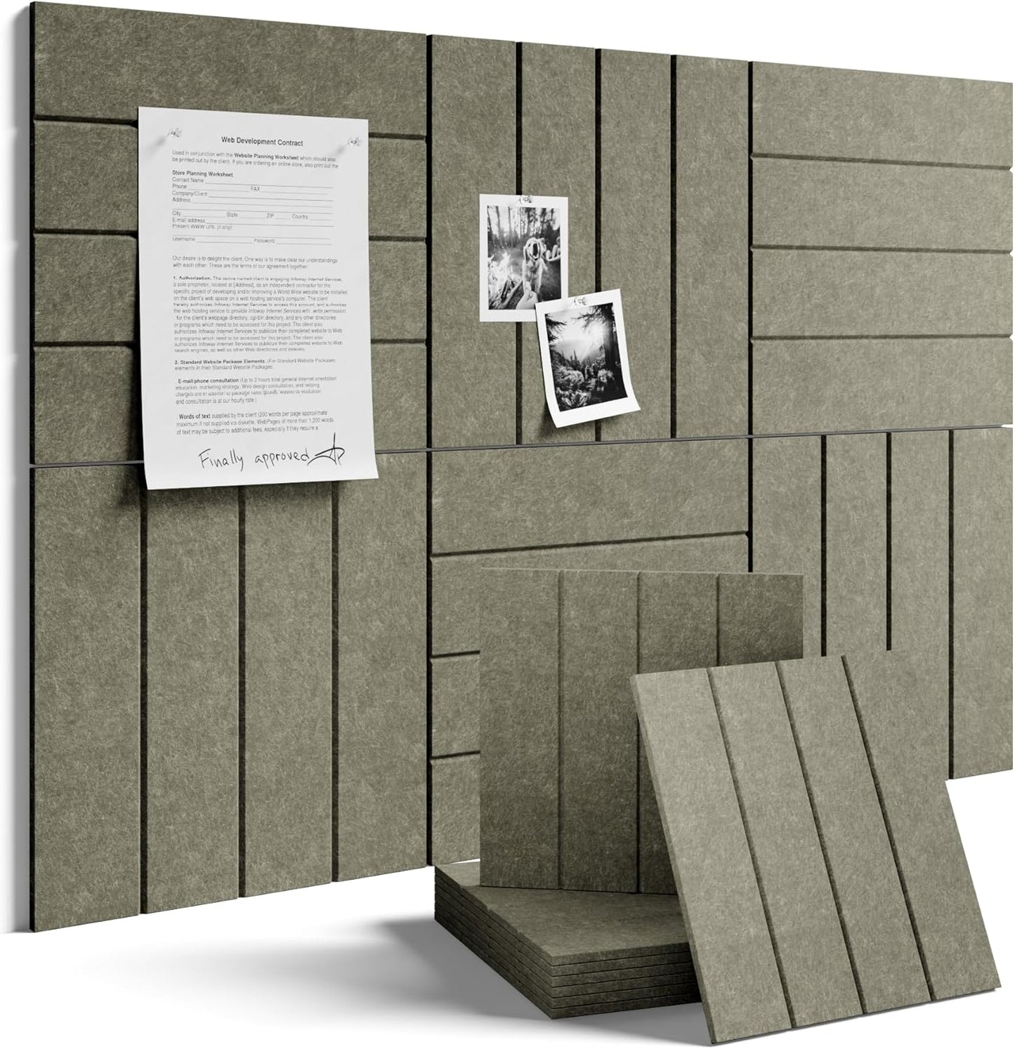 Fluxynara Large Felt Bulletin Board 48" x 36" Cork Board Alternative-12 Pack with 70 Safe Removable Adhesive Tabs, Cork Boards for Walls Cork Board for Home Office Classroom Pin Board (Oatmeal)