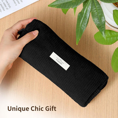 Pencil Bag Pen Case, Soft Corduroy Small Pencil Pouch Organizer with Zipper, Cute Pencil Case Pouch Stationery for Girls and Boys – Apricot
