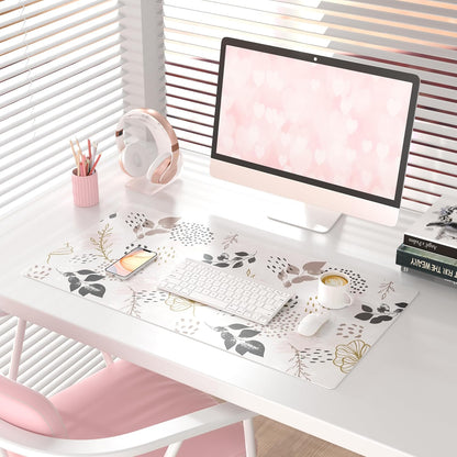 QIYI Large Mouse Pad, Cute Pink Desk Mat for Desktop, Women Girls PU Leather Desk Pad Waterproof Gaming Mousepad, Rose Gold Marble Computer Protector Writing Pad for School Office Home 31.5" x 15.7"
