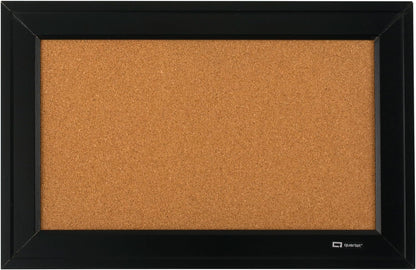 Quartet Cork Bulletin Board, Framed Corkboard, 11” x 17”, Black Frame, Message Board (79279)